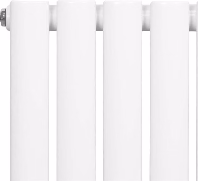 Monster Shop Oval Single Column Steel Radiator with Integrated Valve and Thermostat, White, H: 120 cm, W: 60 cm, D: 15 cm