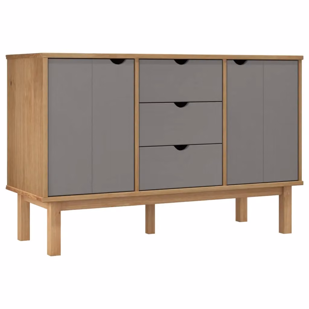 Berkfield Home OTTA Sideboard in Brown and Grey Solid Pine Wood, W/D/H: 113.5 x 43 x 73 cm – 2
