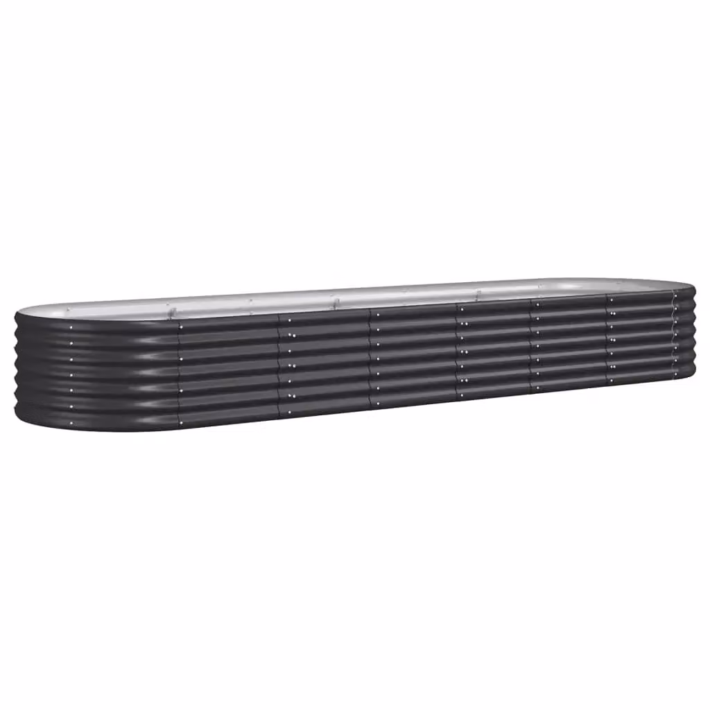 Berkfield Home Garden Powder-coated Steel Raised Bed in Anthracite Black, W: 296 cm, D: 80 cm, H: 36 cm – 2