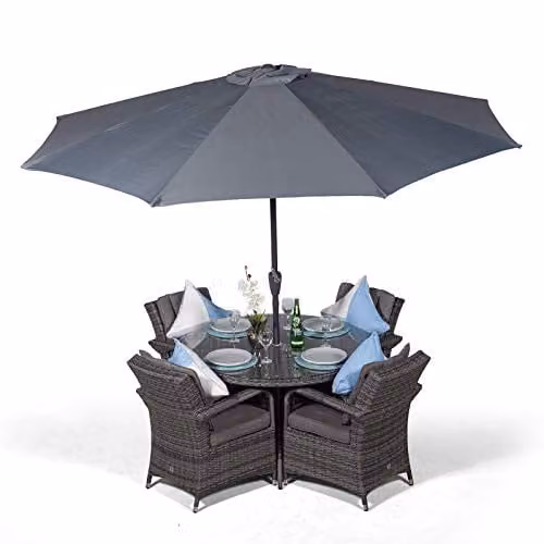 Thats Furniture Arizona 4 Seater Rattan Garden Dining Set in Grey and Brown with Metal Frame – 1