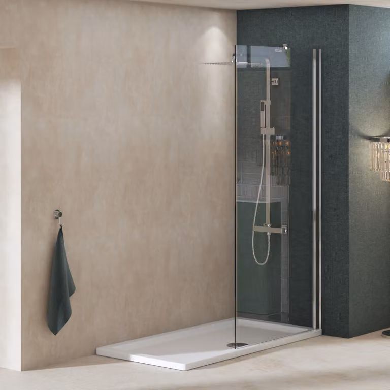 Royal Bathrooms Marbella Walk In Wet Room Shower Screen, Clear Glass, 8mm, W: 185 cm