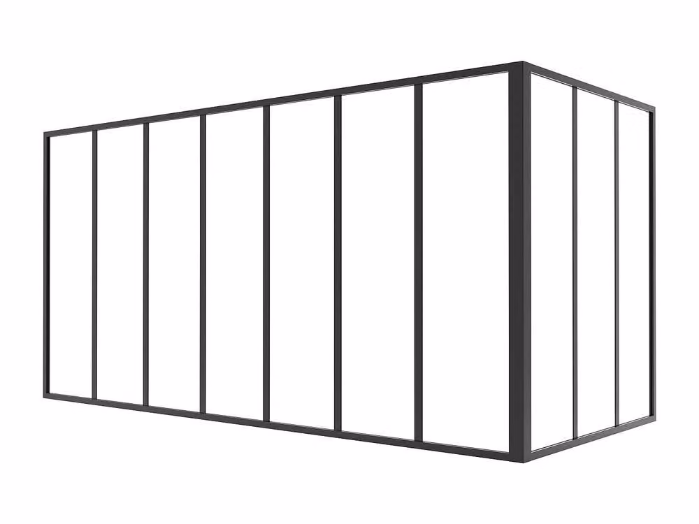 Vente-unique Corner Workshop Aluminium Partition Window with Glass, Black, W: 210 cm, D: 90 cm, H: 105 cm – 2
