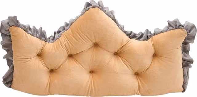 Livingandhome Crown-Shaped Tufted Headboard Pillow in Amber Camel, Width: 90 cm