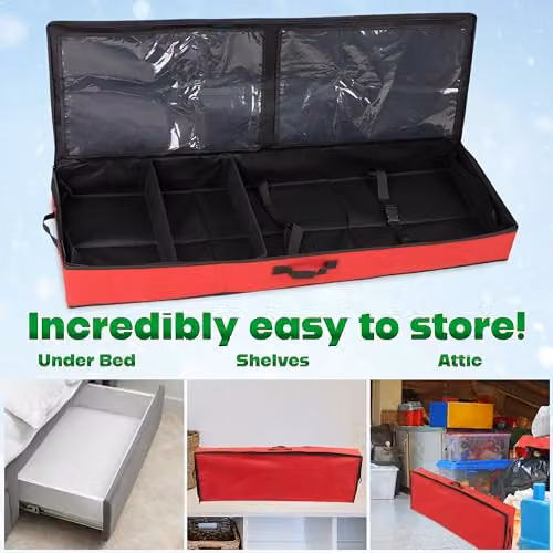 Deco Express Christmas Tree Storage Bag in Red, W/D/H: 100 x 35 x 10 cm – 4