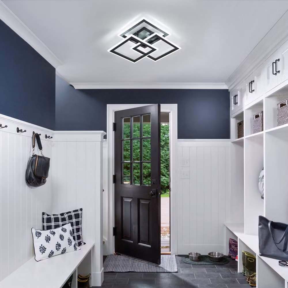 Pheashine Modern Square LED Ceiling Light in Black, Dimmable with Remote Control, W/D/H: 47 x 47 x 6.5 cm – 4