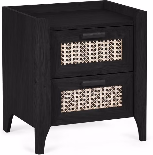 Julian Bowen Sydney 2 Drawer Bedside Table in Black Ash Matt Finish