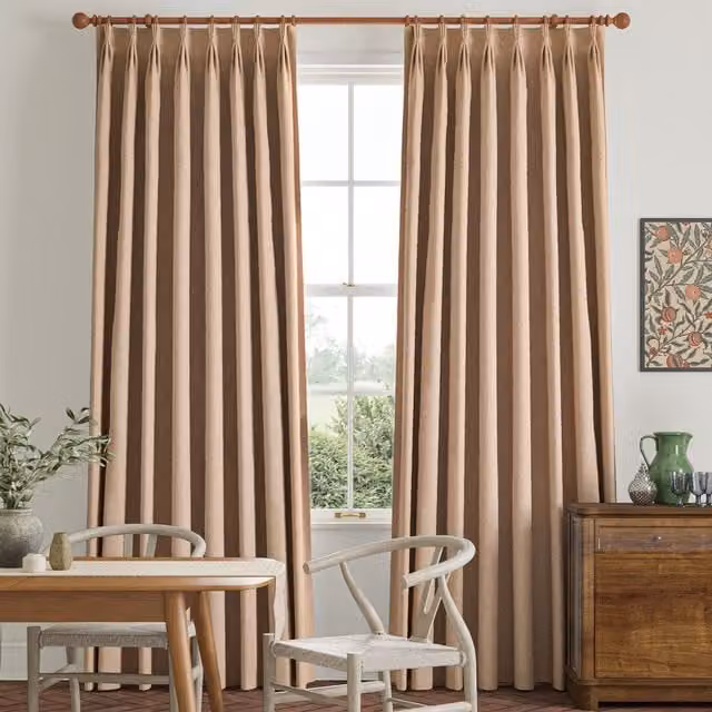 William Morris Reed Made To Measure Blossom Blackout Fabric Curtains in Pink and Beige