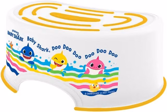 Baby Shark Plastic Step Stool in Yellow and White