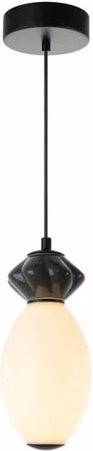 Netlighting Balos II Slim Pendant Light with Matt Black Metal and Grey Opal Ceramic Shades, 3000K Warm White LED