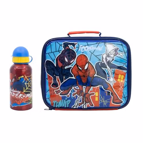 Spider-Man Insulated Lunch Bag and 400ml Aluminium Bottle Set in Multicolour