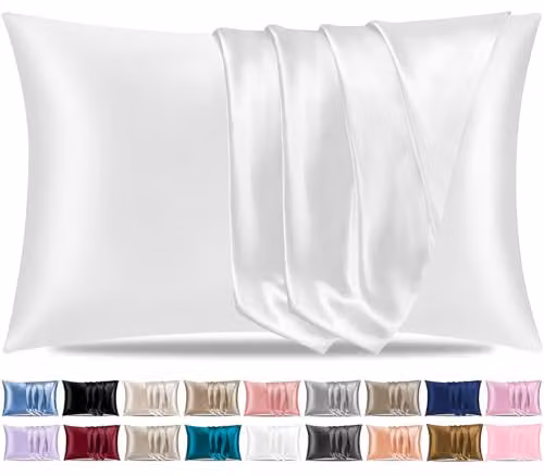 Pamposh Satin Silk Pillowcases, 2 Pack, White, W: 50 cm x H: 75 cm