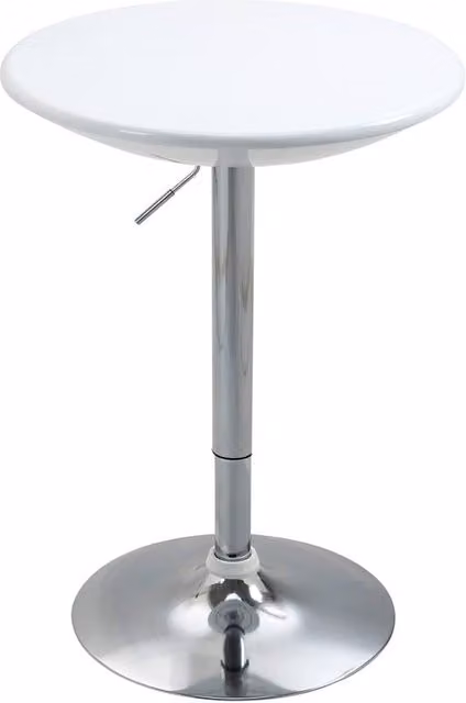 ERGOVEXA Round Bar Table with Adjustable Height and Swivel Function, White and Silver – 1