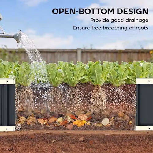 Outsunny Galvanised Steel Raised Garden Bed in Grey – 6