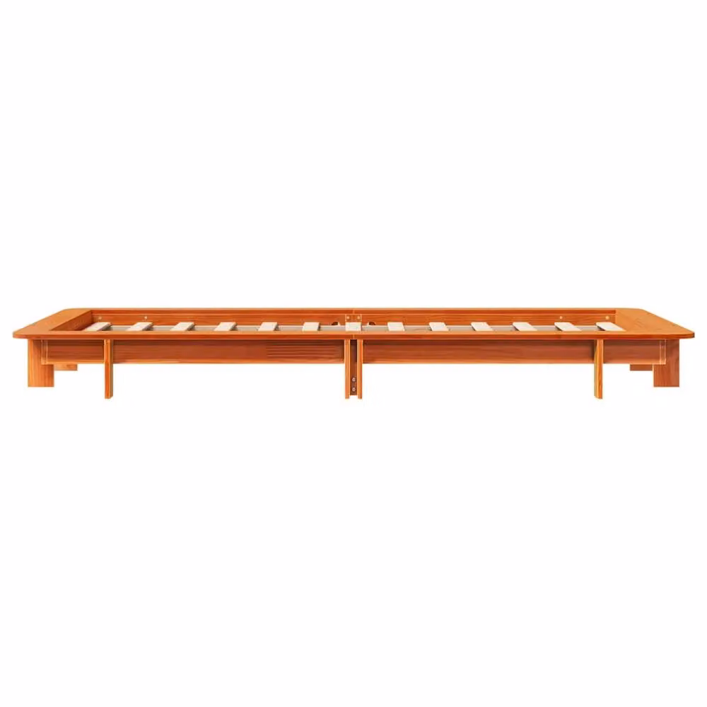 Berkfield Home Modern Waxed Brown Solid Wood Pine Bed Frame, W/D/H: 100 x 200 cm – 3