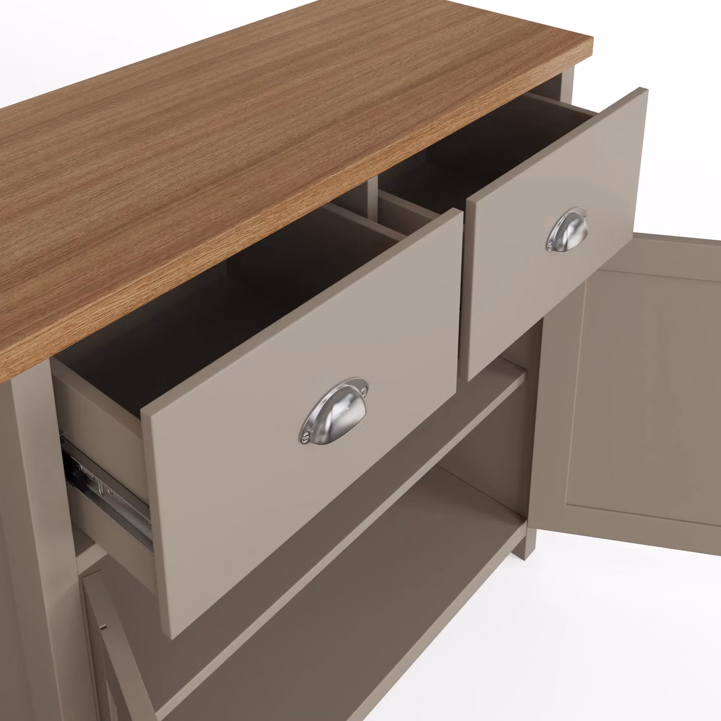 GFW Lancaster Compact Sideboard in Grey and Oak – 4