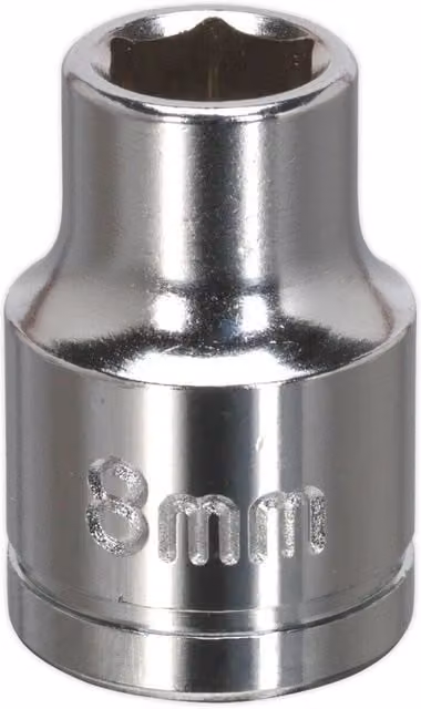 Loops 8mm Chrome Plated 3/8 inch Square Drive Socket in Silver Steel