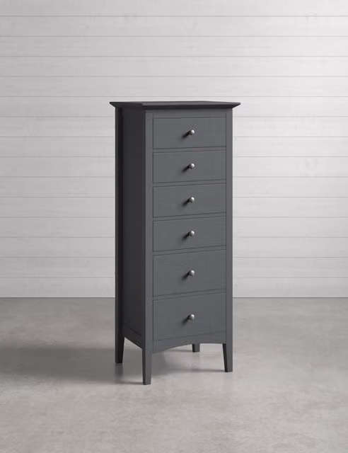 M&S Hastings Tall 6 Drawer Chest in Dark Grey