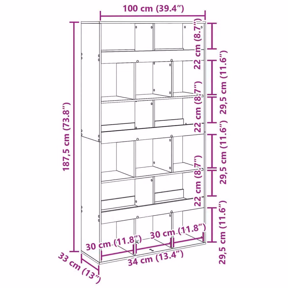 Berkfield Home Old Wood Room Divider in Brown, W/D/H: 100 x 33 x 187.5 cm – 5