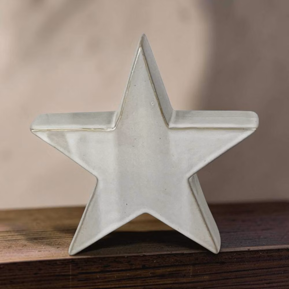 Four Candle White Glazed Ceramic Star Tabletop Christmas Ornament – 2