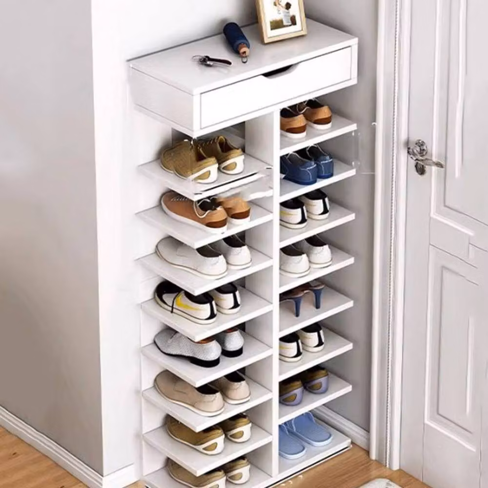 SPETLEK 8 Tier Shoe Storage Rack Standing Cabinet in Warm White – 4