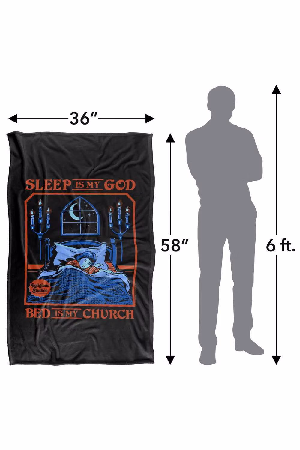 Steven Rhodes Sleep Is My God Super Soft Fleece Throw Blanket, Multicolour, W/D/H: 91 x 147 cm – 3