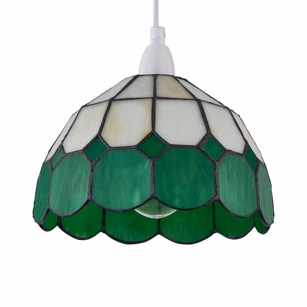 First Choice Lighting Oxford Green Tiffany Easy Fit Round Glass Pendant Shade – 2