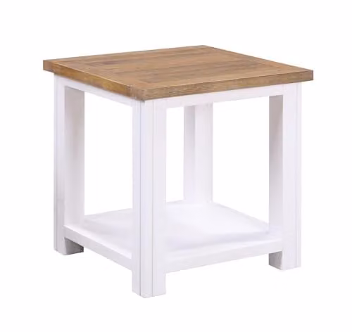 baumhaus Splash of White Lacquered Wood Lamp Table in White