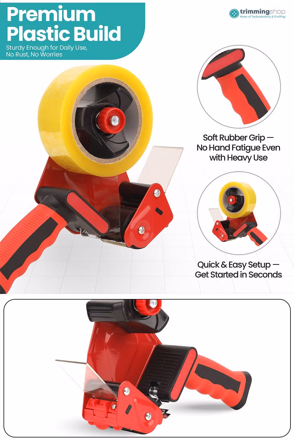 Neel Blue Heavy-Duty 2-Inch Tape Dispenser with Serrated Edge in Red and Blue – 2
