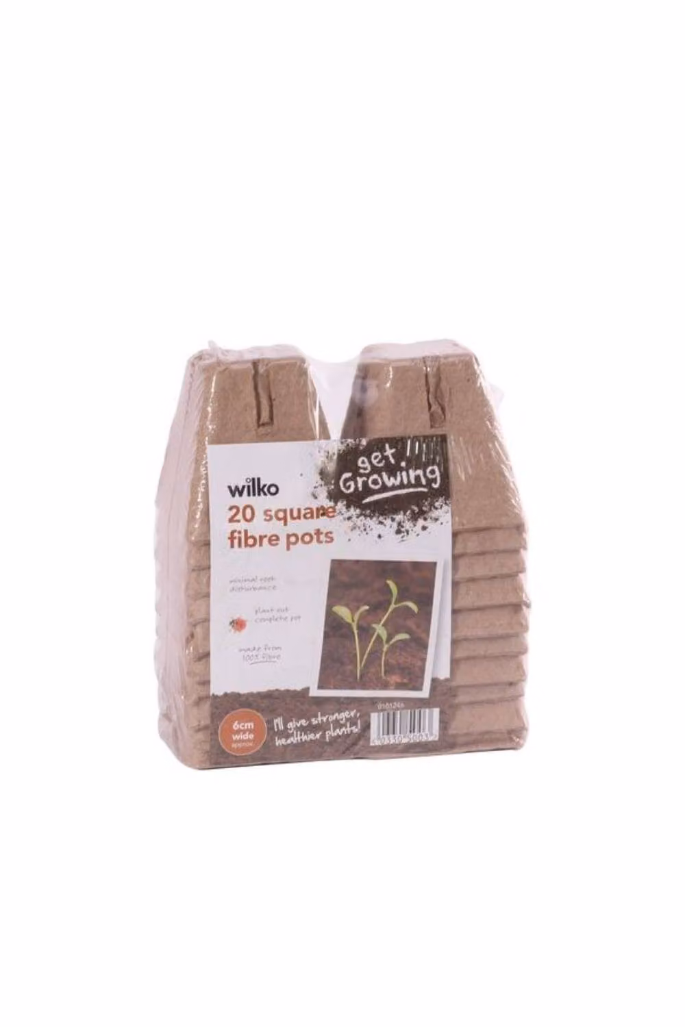 KDMD Brown Fibre Planter Pots, 2 Pack of 20, 6 cm Square – 2