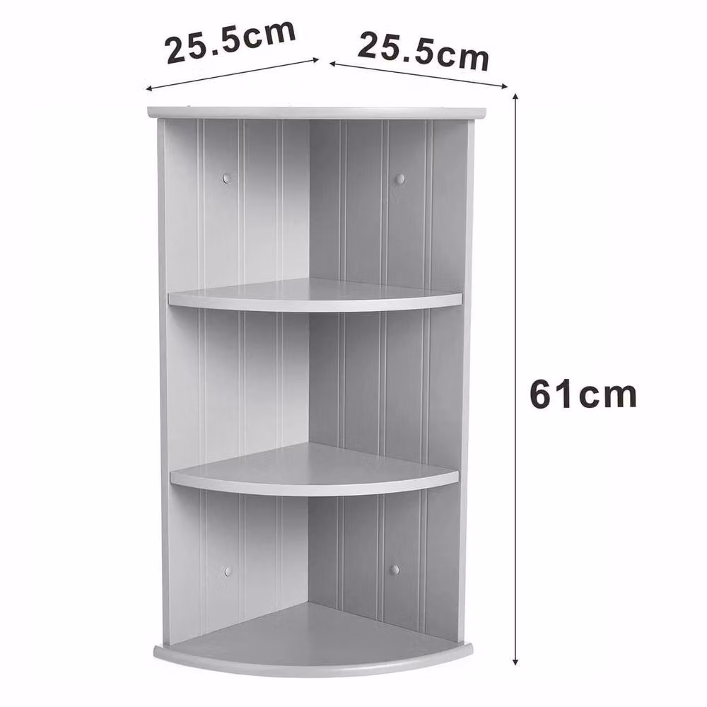 Kelvenix 3 Tier Corner Shelf Unit Organiser in Grey – 2