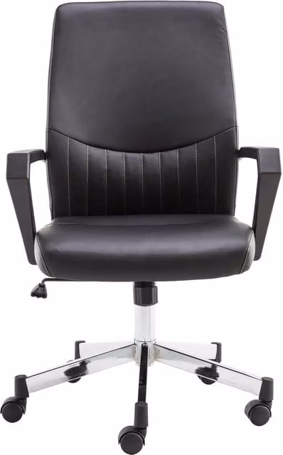 Alphason Brooklyn Ergonomic Office Chair in Black Synthetic Leather with Silver Metal Accents