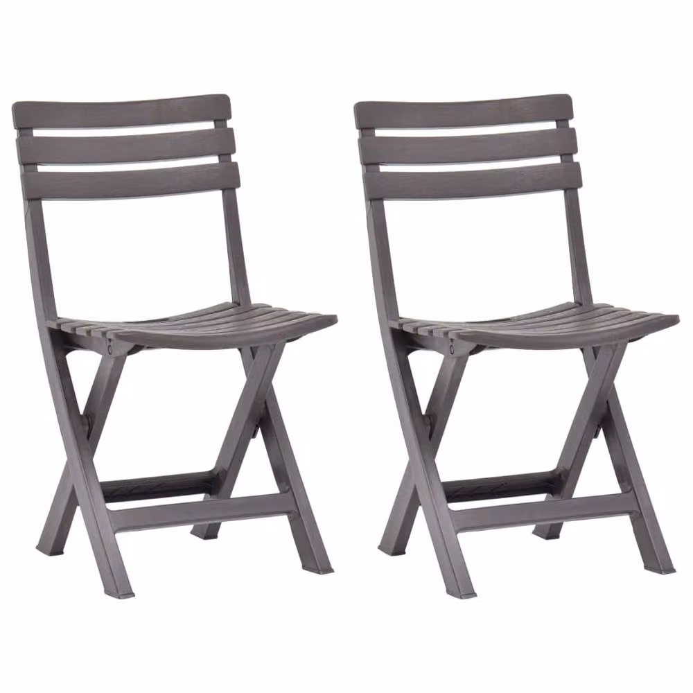 Berkfield Home Set of 2 Folding Plastic Garden Chairs in Dark Brown Mocha – 2