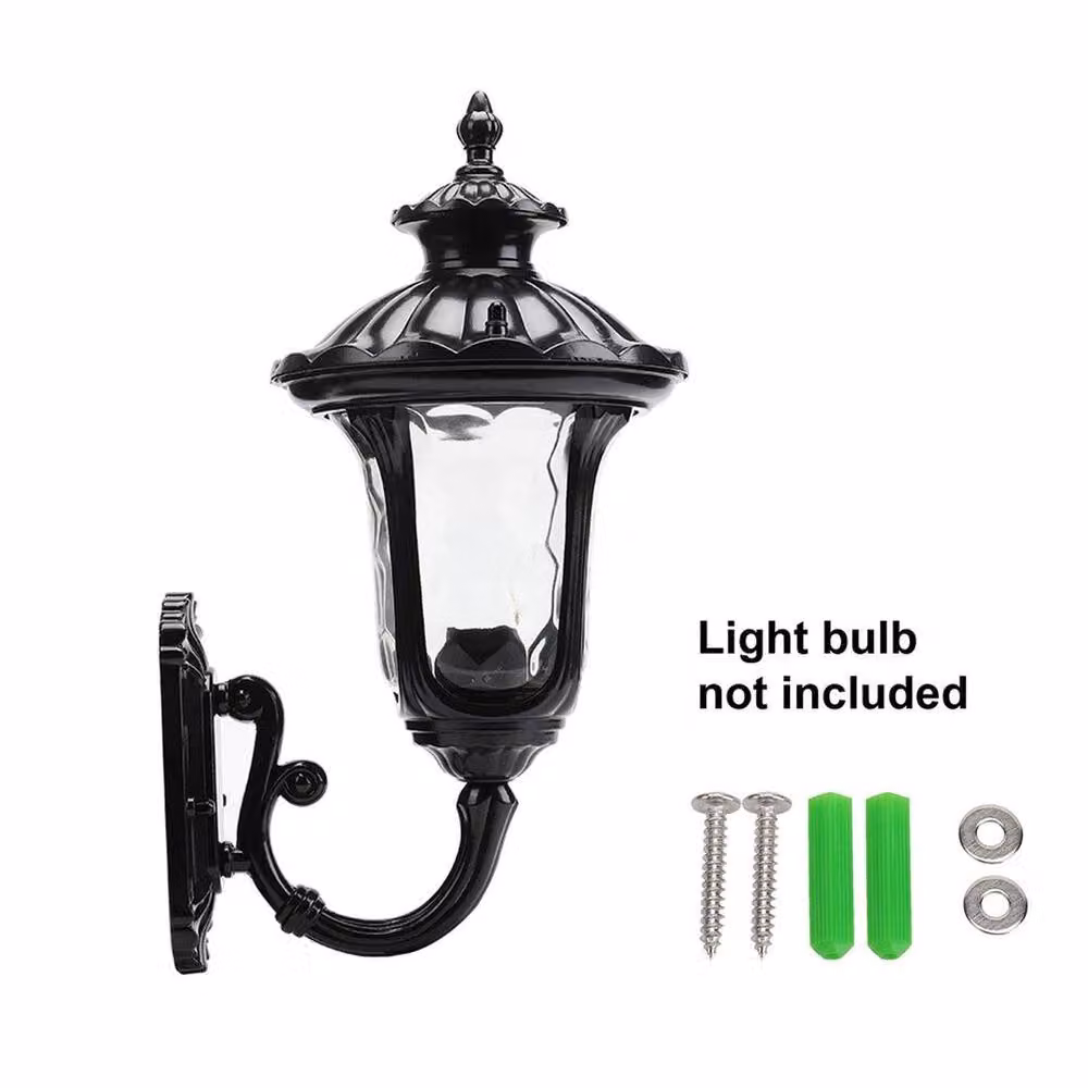 FLAVORA Traditional Black Metal and Glass Outdoor Wall Lantern for Garden, Porch and Balcony – 3