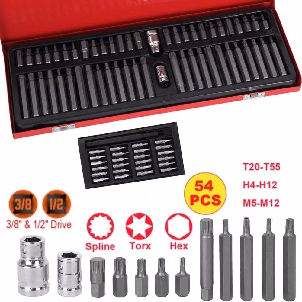 NESTLUNE 54 Piece Red Allen Key, Torx, Hex, Star and Spline Socket Bit Set – 2