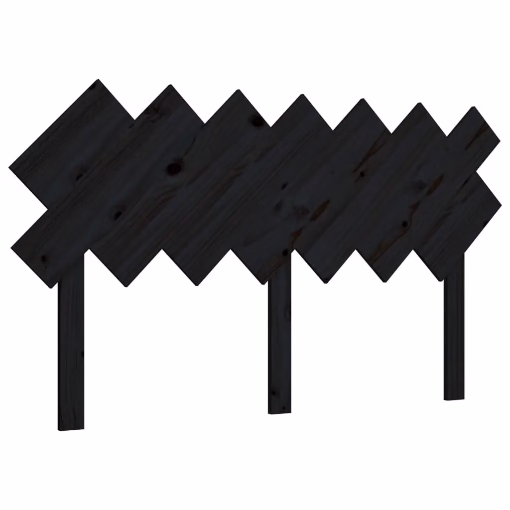 Berkfield Home Rustic Solid Pine Bed Headboard, Black, W: 141 cm, D: 3 cm, H: 80.5 cm – 2