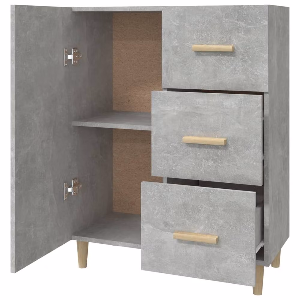 Berkfield Home Modern Abstract Sideboard in Concrete Grey, W/D/H: 69.5 x 34 x 90 cm – 3