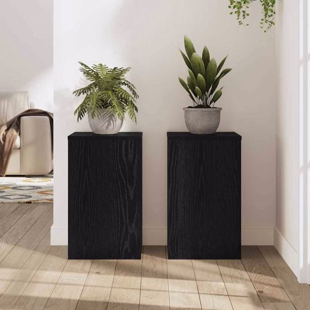Berkfield Home Set of 2 Black Oak Plant Stands, W/D/H: 30 x 30 x 50 cm – 4