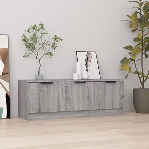 vidaXL Modern Grey TV Cabinet in Engineered Wood, W: 102 cm, D: 35 cm, H: 36.5 cm – 2