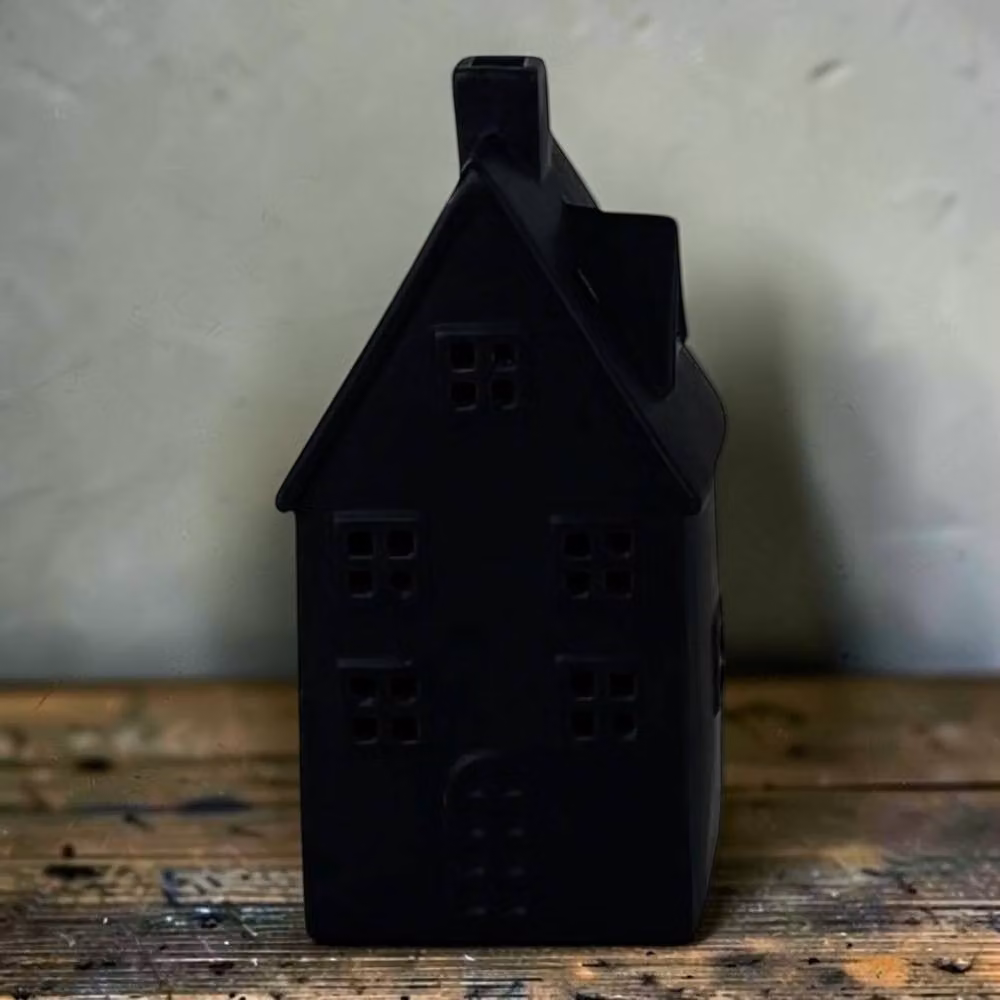 Four Candle Modern Black Ceramic House Ornament with LED, Height: 19.5 cm – 2