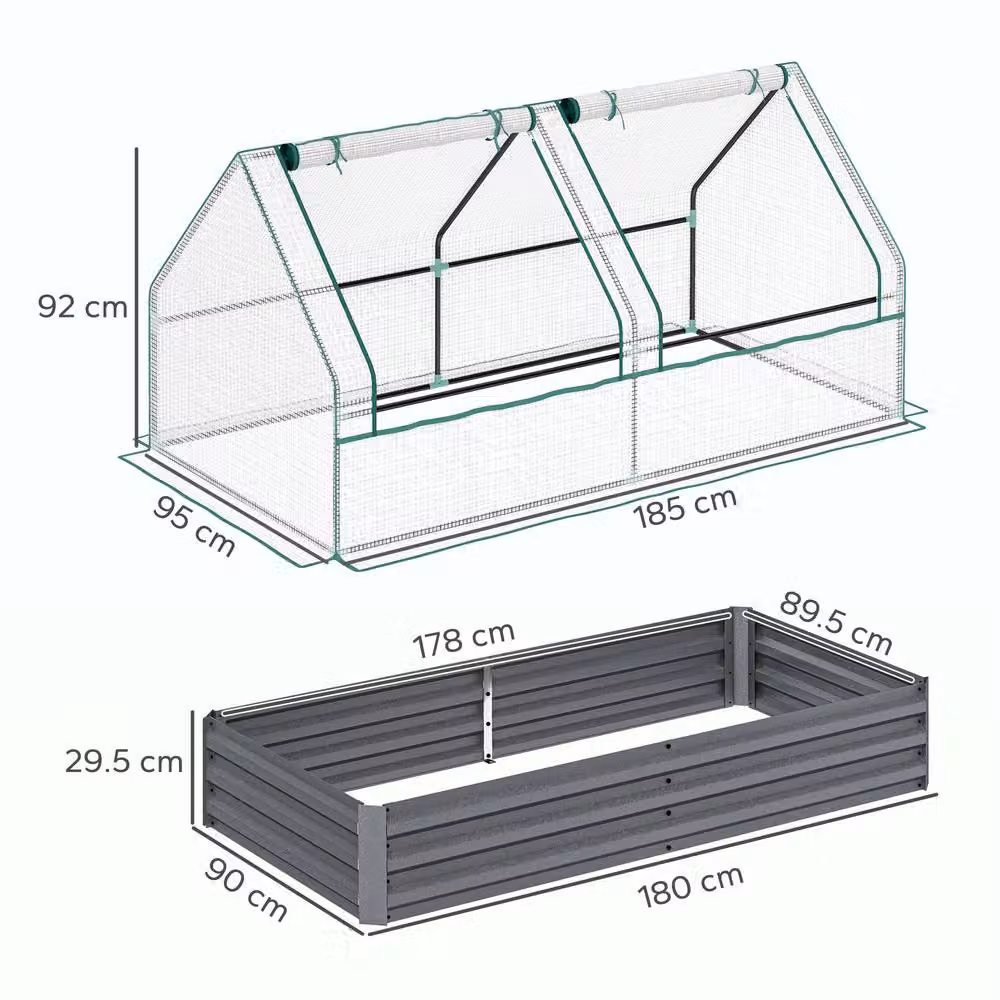 STILVORA Raised Garden Bed with Cover and Open Base in Transparent for Herb and Vegetable Gardens, W/D/H: 95.0 x 29.5 x 29.5 cm – 3