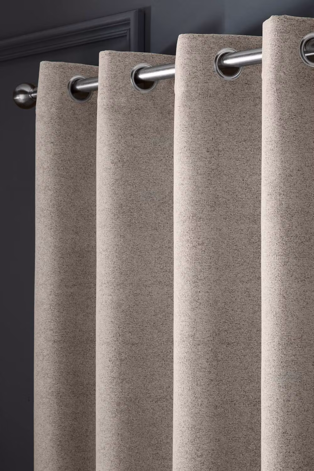 Curtina Velvet Chenille Dimout Eyelet Curtains in Beige, W: 168 cm, H: 229 cm – 2