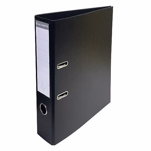 Exacompta Prem'Touch PVC Lever Arch File for A4 Documents, 2 Rings, 70mm Spine, Black