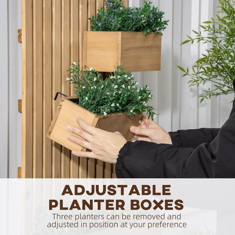 STILVORA Wooden Wall-mounted Window Box Planter in Brown and Beige, W: 80.0 cm, H: 60.0 cm, D: 12.5 cm – 3