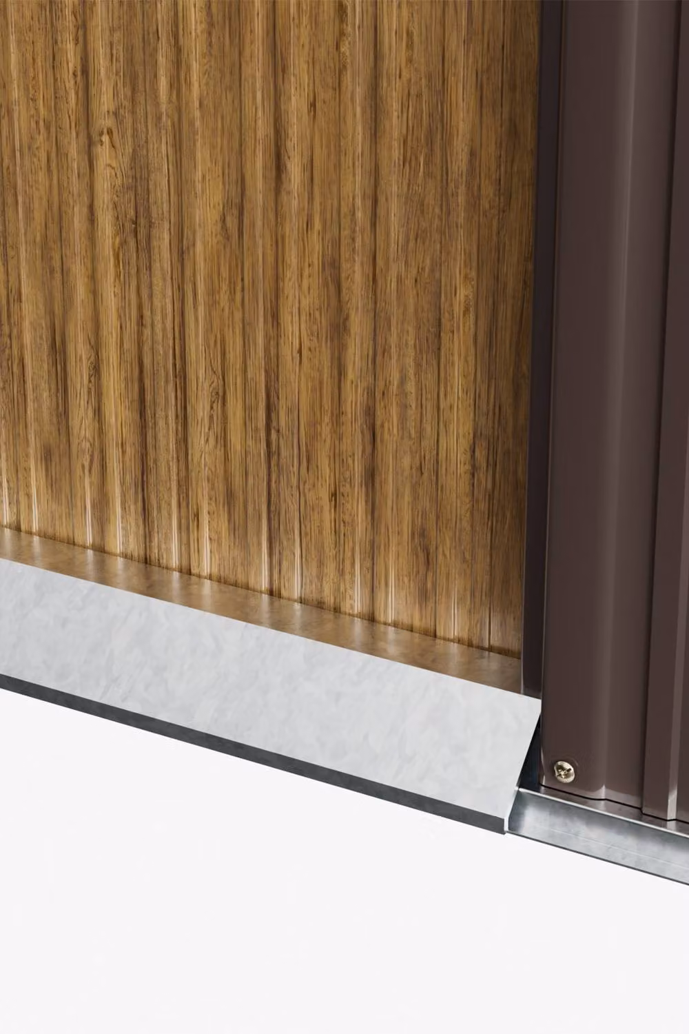 Living and Home Metal Apex Roof Garden Storage Shed with Sliding Door, Brown, W: 243.84 cm, D: 243.84 cm, H: 187.16 cm – 4
