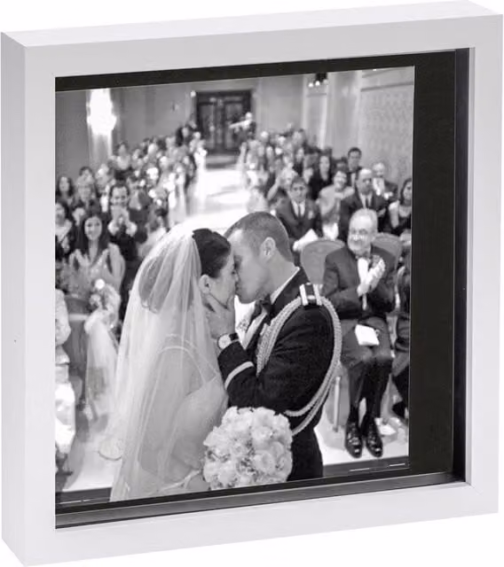 Nicola Spring Black Square 3D Box Photo Frame with Glass and Plastic Mount