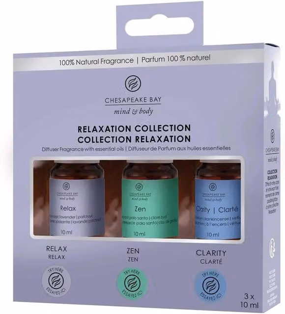Chesapeake Bay CBC Relaxation Fragrance Diffuser Oil Set, Purple and Multicolour, 3.0 l