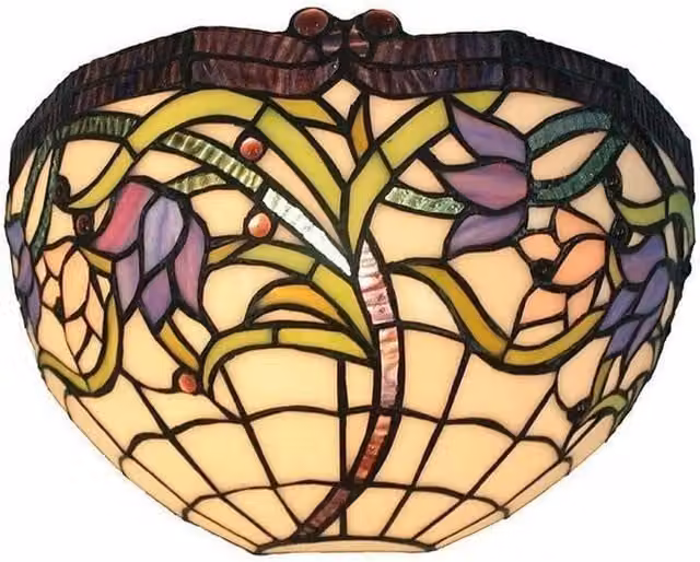 BEFOLAY Tiffany Stained Glass Wall Lamp, Multicolor and Black, 33 cm