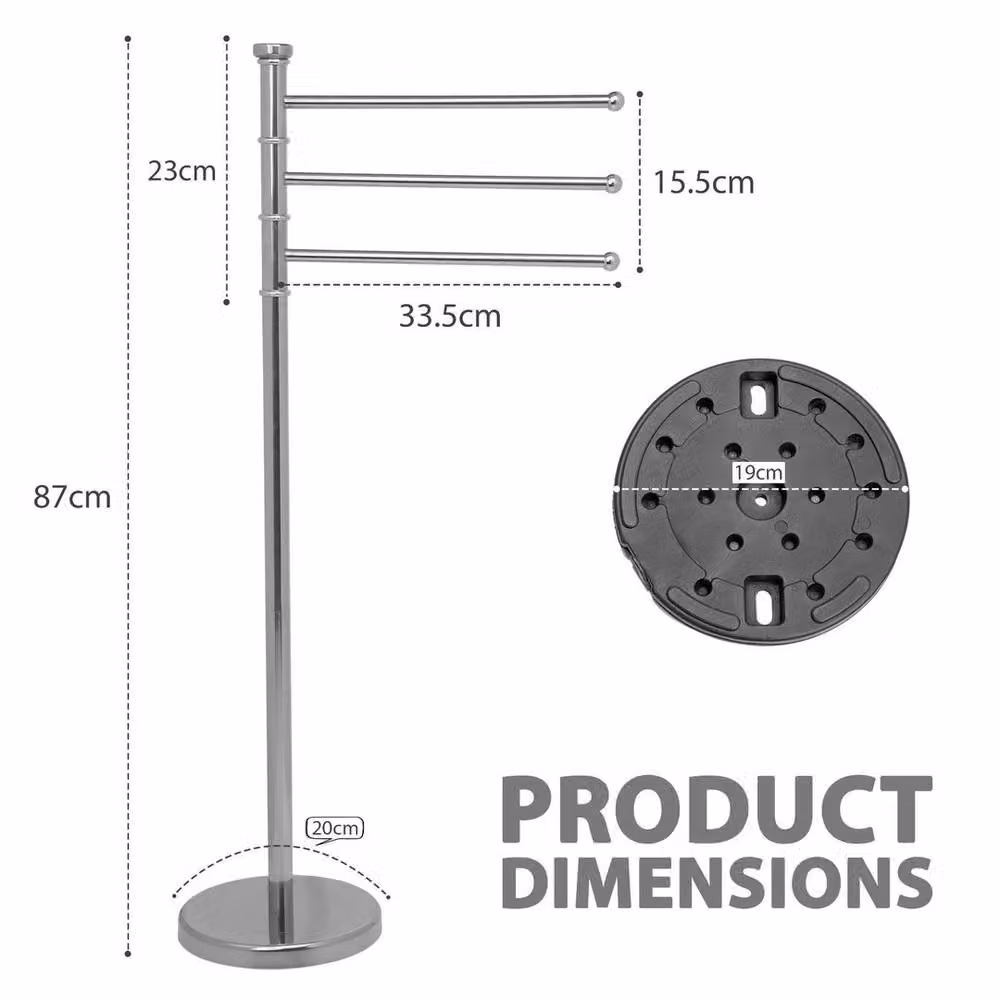 EONLION Silver Stainless Steel Freestanding Towel Rack, Height: 87 cm – 2