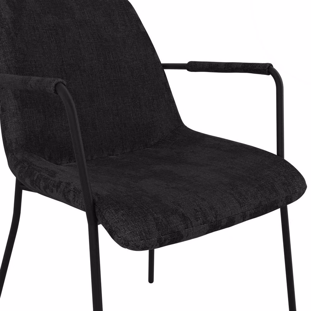 Lemon Pavilion Furniture Carlo Black Velvet Armchairs with Metal Legs, W83 x D56.5 x H60.5 cm – 3