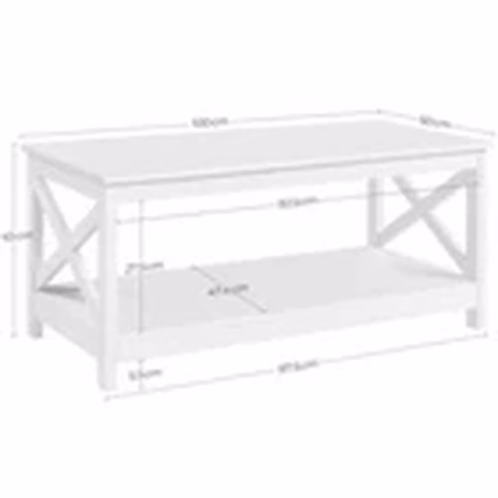 EONLION Modern 2-Tier Rectangular Coffee Table with Storage Shelf in White – 2